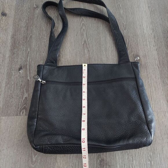 Libaire Brand Made in USA Black Large Pebbled Leather Shoulder Bag - Picture 9 of 9